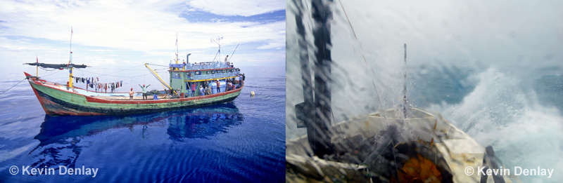 The Java Sea was generally very calm (left) but at times it could be downright nasty (right)