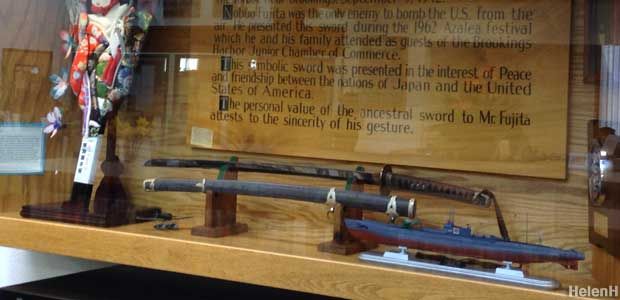 Fujita's 500 year old sword is displayed as a