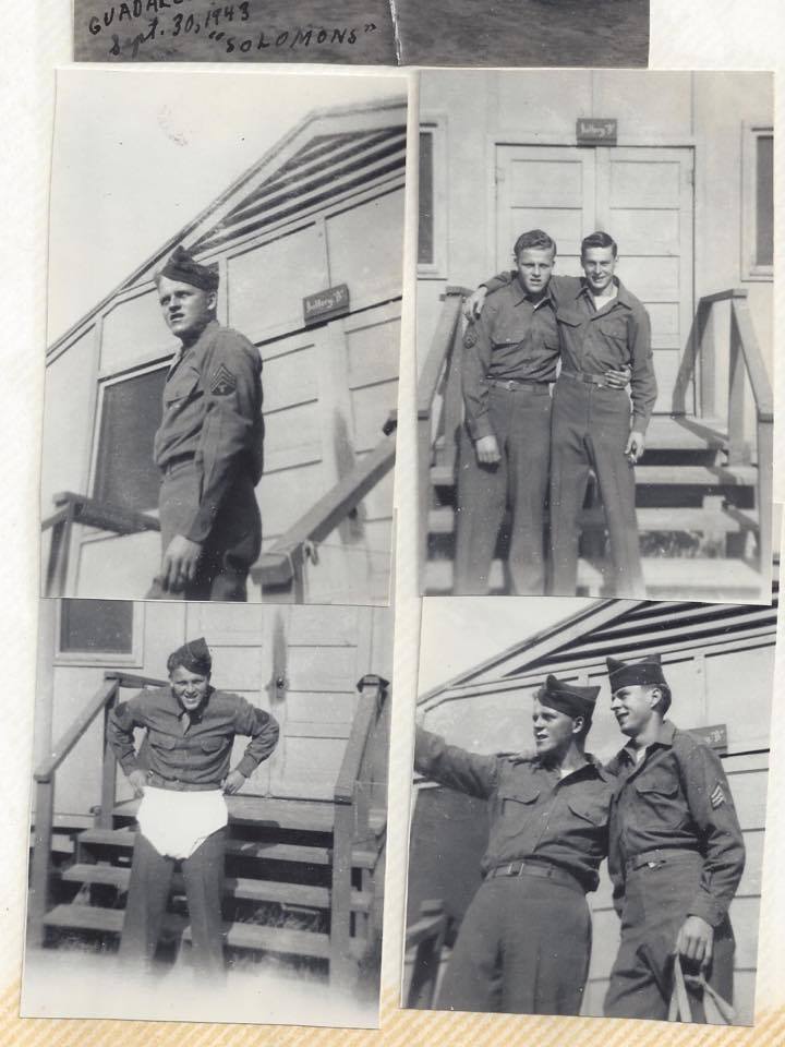 John Prehm (tank commander) and Otto Hesselbarth (driver) seen here before combat in Palau. Otto was killed within a few months of this photo being taken.