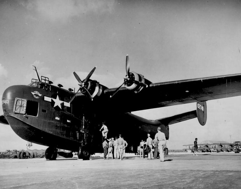 A PB2Y-5R Coronado at Naval Air Base Ebeye Island, February 1945. (Dan Farnham collection) 