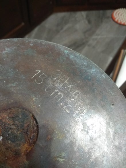 A close up of the bottom of one of the shells Mr. Suladakis found at the battery position