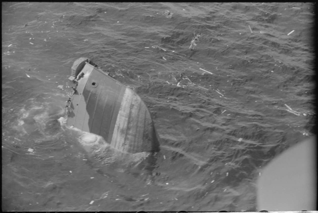 The bow was the last part of the ship that sank having already been cut into two pieces. Credit: ECPAD