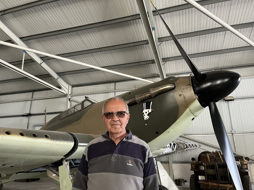 Mr. Ray Polidano - Malta Aviation Museum Director, in front of the Hurricane Mk IIA - Z3055