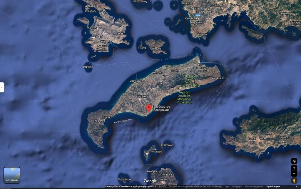 The location of the Ju87 crash site in Kos island, Greece. Note its proximity to the airport. Source of map: Google